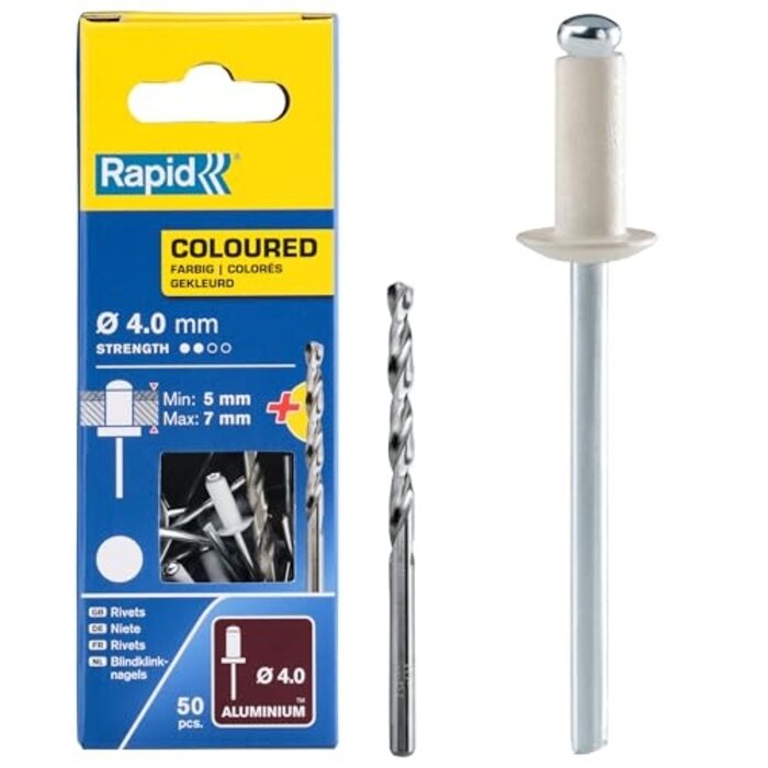 Rapid Rapid Farbiger Niet Weiß 4,0 x 10 mm