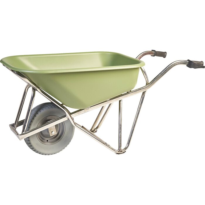 Matador Profimax, aluminium , brouette Matador  avec plateau HDPE vert avec pneu extra large anti-crevaison