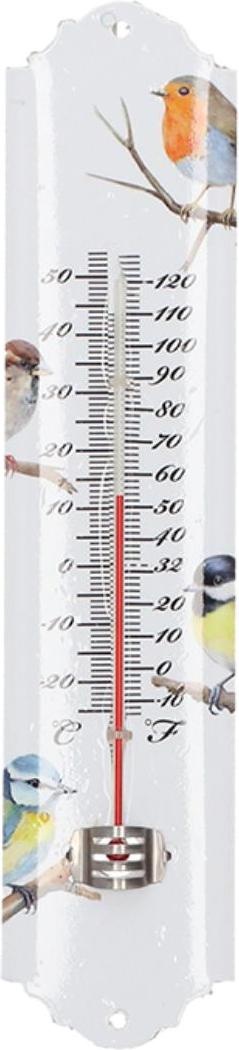 Esschert Design thermometer - voor binnen en buiten - tuinvogel print - 30 x 7 cm - Celsius/fahrenheit