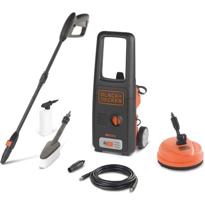 Black & Decker BLACK+DECKER Nettoyeur haute pression BXPW1400PE - 8 Accessoires - 1400W - 110 Bar - 390 l-u