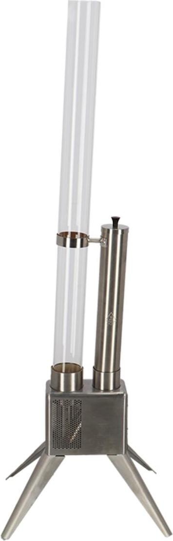 Esschert Design Chauffage de terrasse à granulés de bois 135 cm - acier inoxydable - Argent - Chauffage extérieur durable à granulés de bois