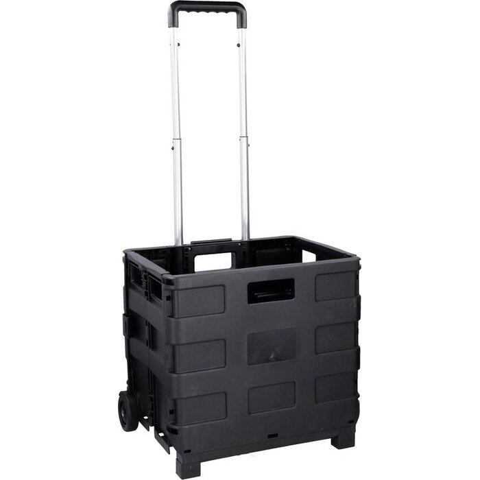 Kinzo Opvouwbare Boodschappentrolley - Zwart - Opvouwbare Krat - tot 25KG - op Wieltjes
