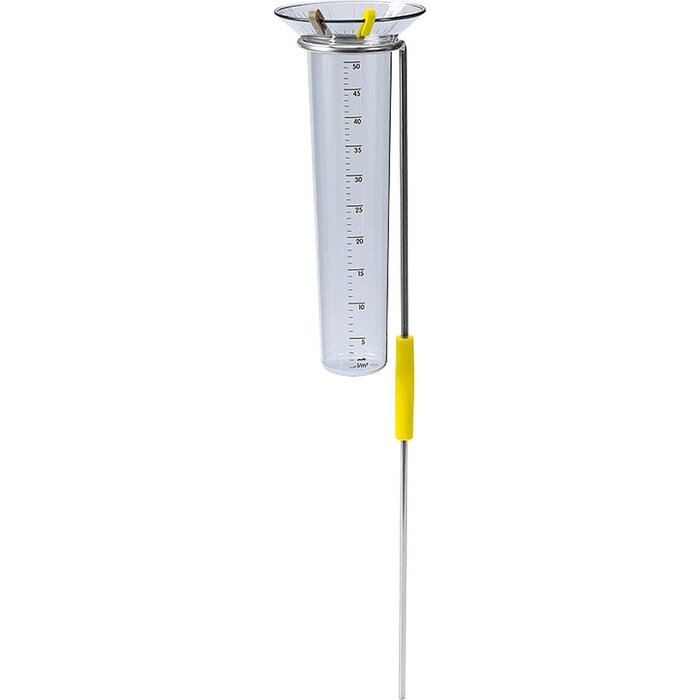 Pluviomètre avec tige en acier inoxydable et indicateur de temps écoulé