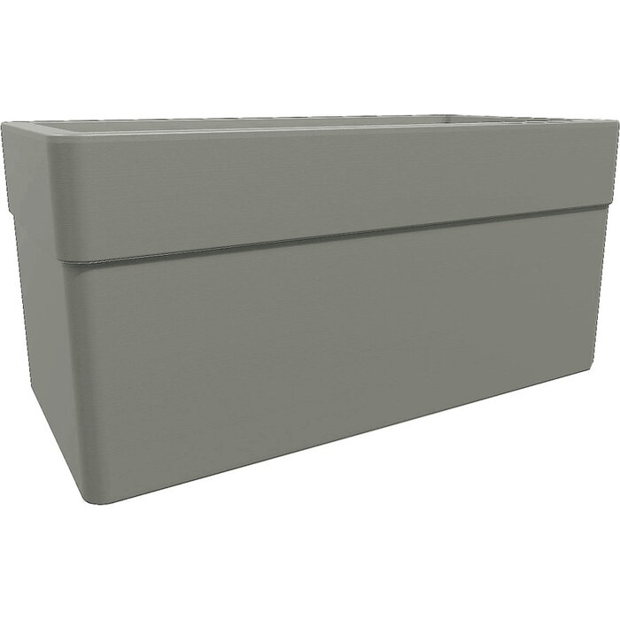 EDA Jardinière rectangulaire Carel 80 cm à roulettes - 63 L - Double paroi - Taupe mat