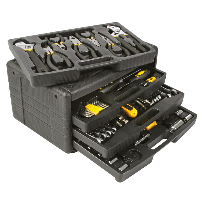 Toolland Toolland Gevulde gereedschapskoffer, 99-delig, inclusief inhoud, met 4 uitneembare inlays