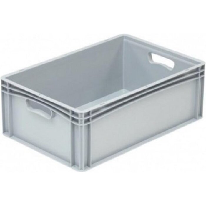 Caisse en plastique avec côtés fermés et 2 poignées ouvertes 600x400x220mm