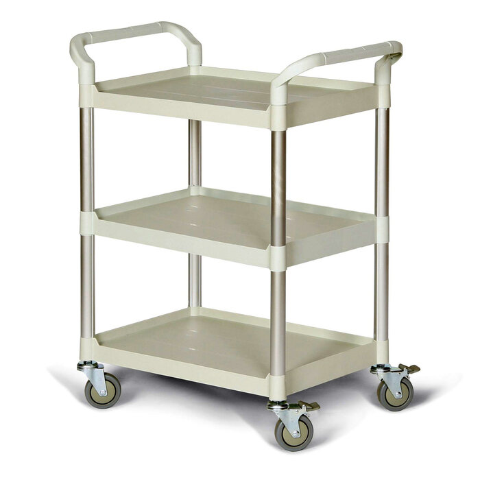Matador Chariot à plateaux Matador type 808A-3 avec 3 plateaux BLANC L850 x L480 x 1000 mm