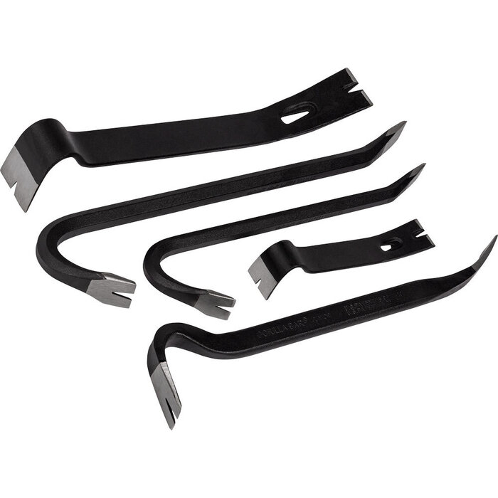 Rougneck Gorilla Bar breekijzerset - 5 stuks - zwarte poederlak - diverse maten voor veelzijdig gebruik