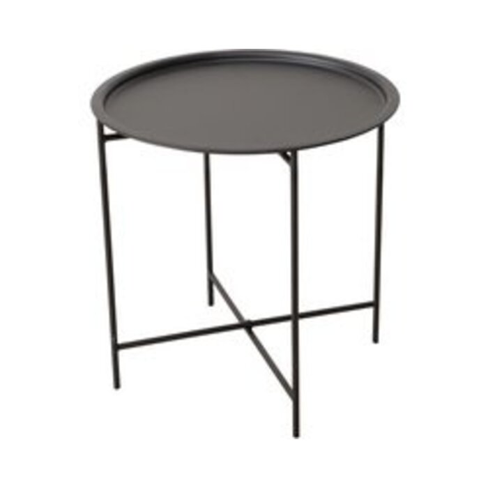 Boltze bijzettafel Rocko zwart metaal 46 cm inclusief dienblad