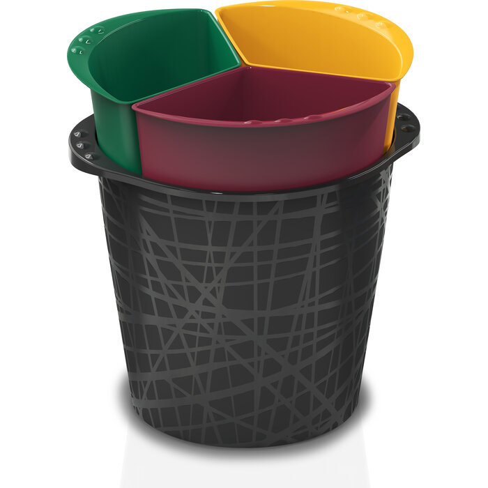 Stanley Poubelle ou poubelle Bama Triciclo avec 3 compartiments colorés de 4,5 litres