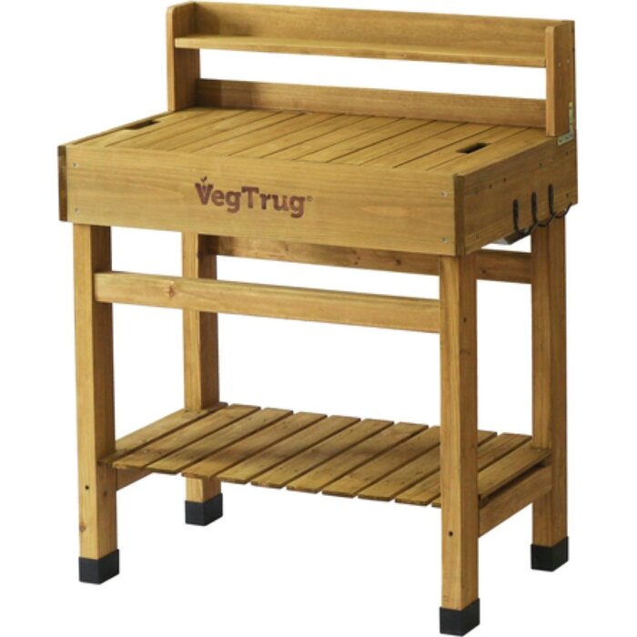 Esschert Design VegTrug Potting Table DeLuxe - 100% FSC® Wood - Table de jardinage ergonomique avec rangement