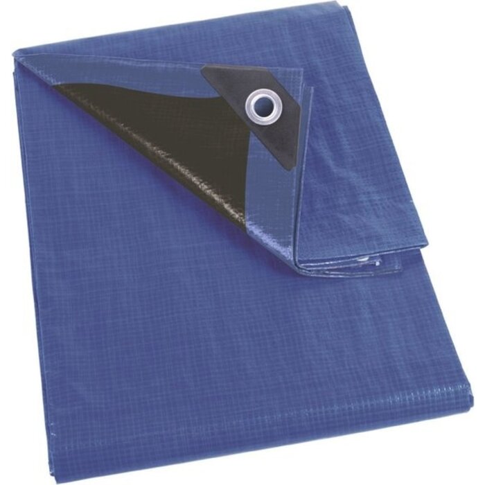 Perel Perel Plane, sehr stark, 44 Ringe, verstärkte Ecken, rechteckig, blau/schwarz, 140 g/m², 10 x 12 m