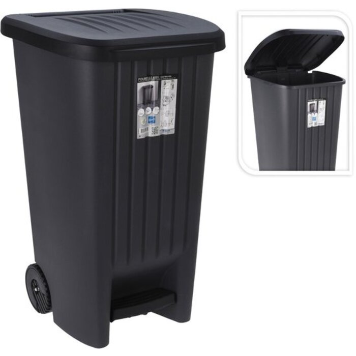 Power Tower Power Tower poubelle à pédale 110 litres avec couvercle et roues noir