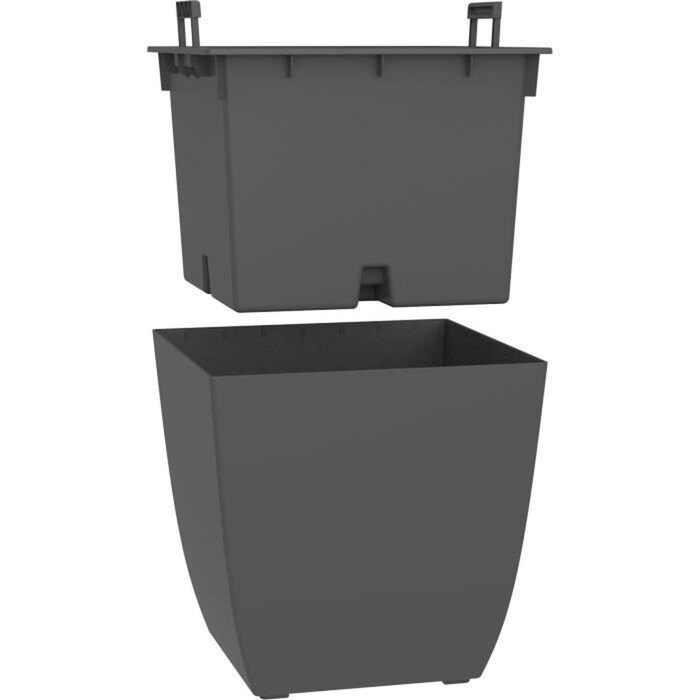 EDA EDA Jardinière Carre Diva Vulcania pierre noire 43,5 x 43,5 x 44,2 cm