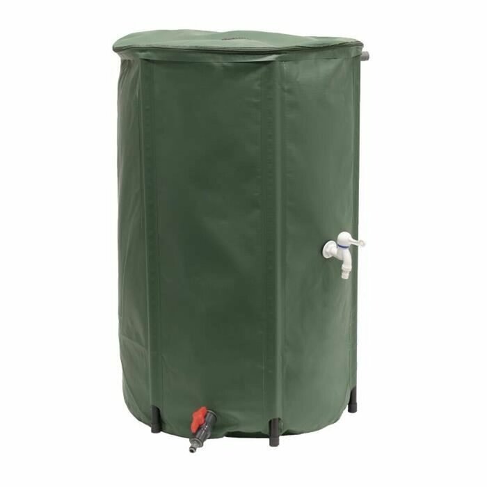 EDA Collecteur d'eau EDA flexible et pliable 250 L - avec filtre + 2 robinets - Résistant aux intempéries - Ø 60 x H.88 cm