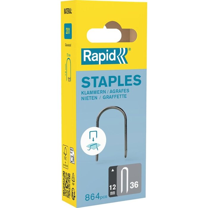 Rapid Rapid Nieten Type 36 DP Gegalvaniseerd, Blister 864st Lengte 12mm