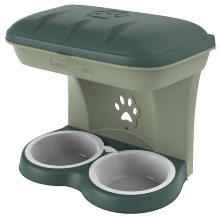 Bama Gamelle pour chien modèle mural Vert moyen 48 x 27 x 42 cm