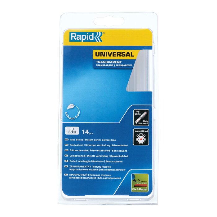 Rapid Rapid Lijmpatronen Universeel Transparant voor Rapid 12mm Lijmpistolen - Compatibel met 11 mm lijmpistolen - 250 Gram - 14 Stuks
