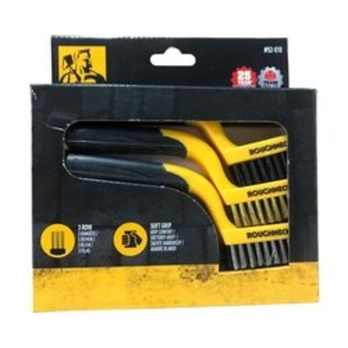 Roughneck Roughneck Smalle Draadborstel set 3-delig (Nylon, RVS en Messing)