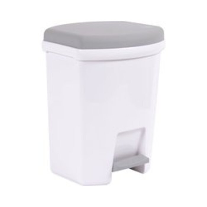 Power Tower Power Tower pedaalemmer rechthoekig 27 liter wit -grijs deksel