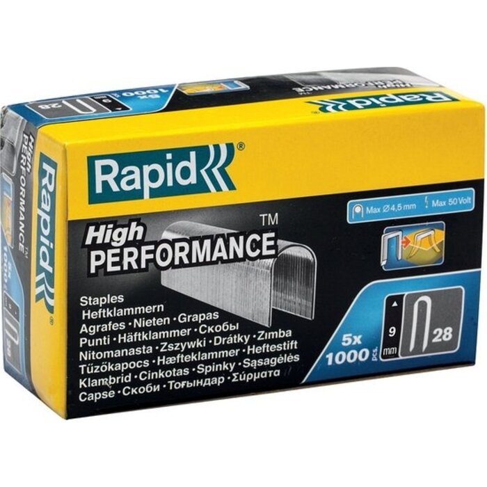 Rapid Rapid Agrafes pour câbles 28/9 mm DP 5 x 1.000 pcs. Boîte