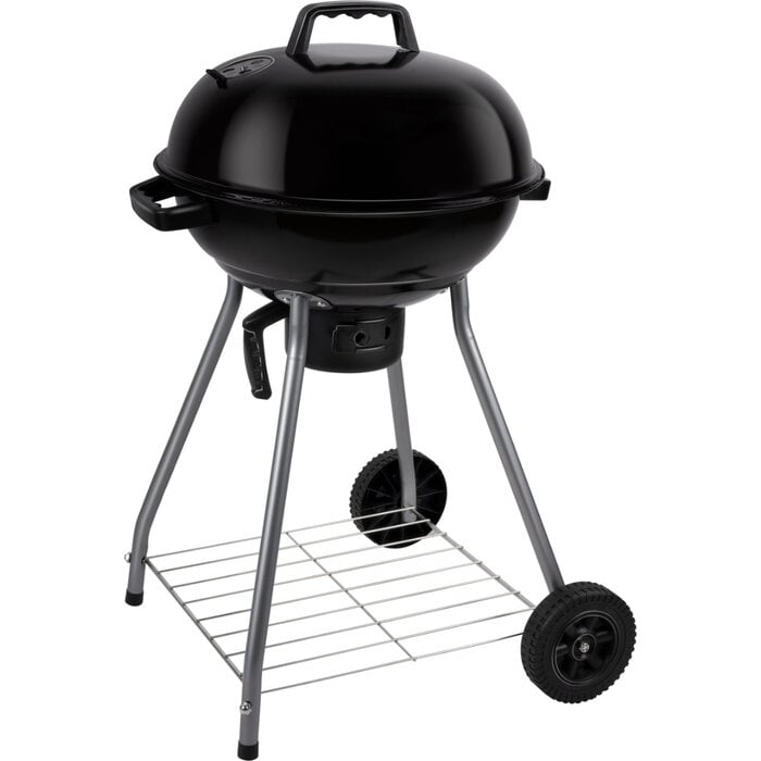 alpina Houtskool BBQ - Kogelbarbecue Ø43 cm - Barbecue met Deksel en Wielen - Geïntegreerd Ventilatiesysteem - Verwijderbare Asopvangbak - Zwart