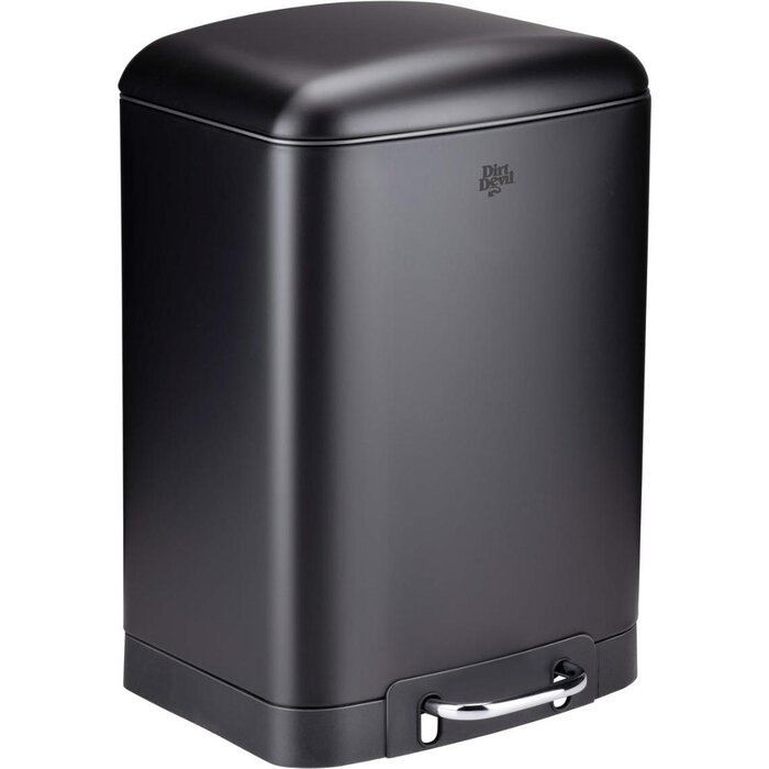 Dirt Devil Treteimer 12 Liter - Badezimmerabfalleimer - Edelstahl - Schwarz