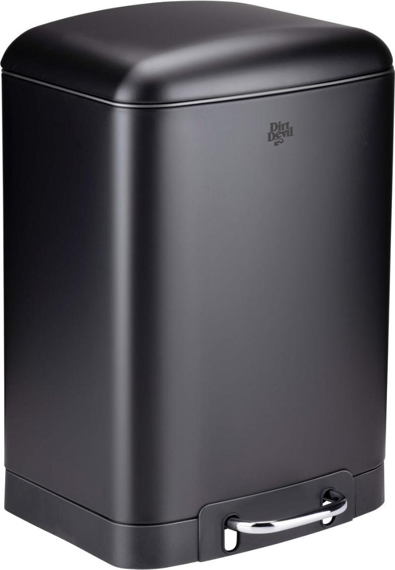 Dirt Devil Treteimer 12 Liter - Badezimmerabfalleimer - Edelstahl - Schwarz
