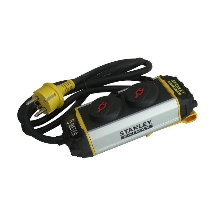 STANLEY Stanley Steckdosenleiste Fatmax 2-Wege 5 Meter Aluminium Schwarz