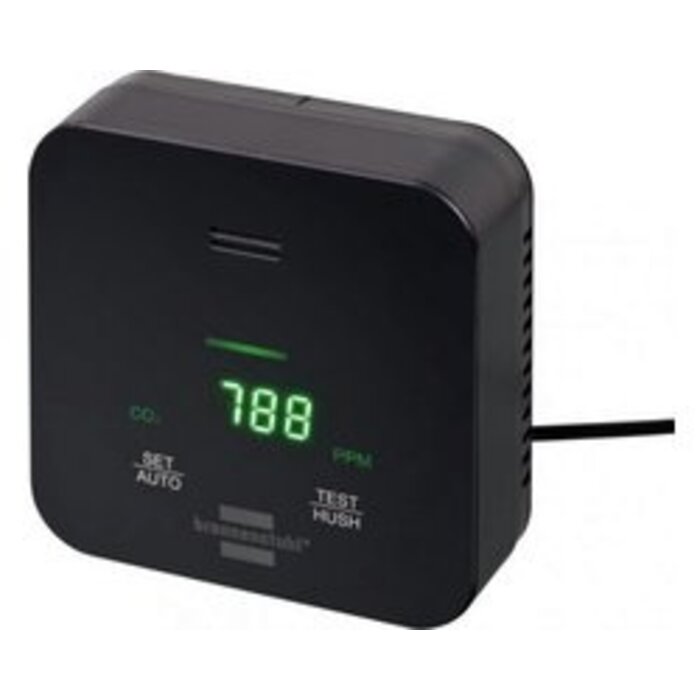 Brennenstuhl Compteur de CO2 Brennenstuhl C2M L 4050 pour la surveillance de la qualité de l'air (avec écran couleur CO2, signal d'alarme, fonctionnement sur batterie jusqu'à 12 heures, bloc d'alimentation inclus)