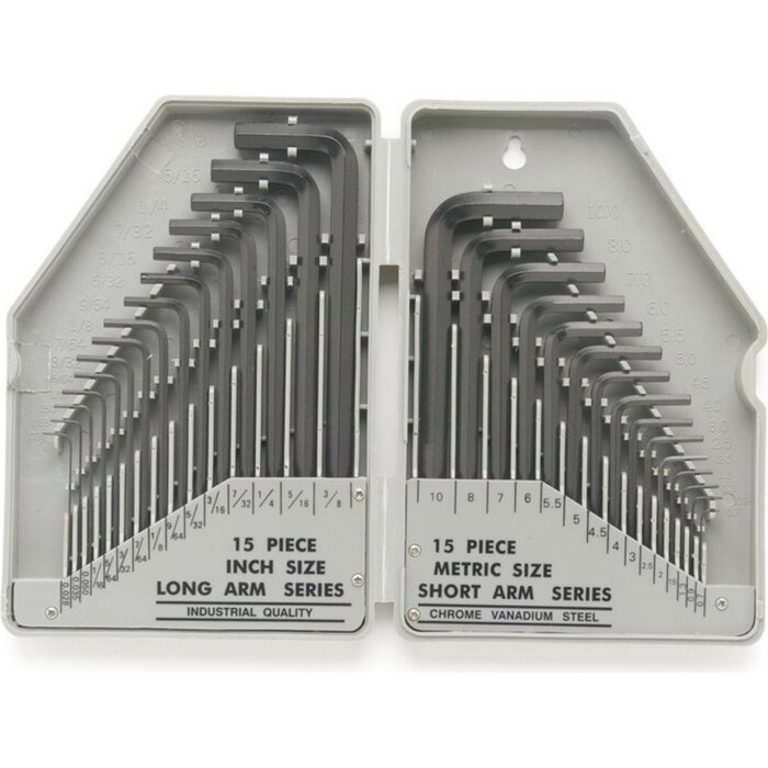 Toolland Jeu de clés hexagonales SAE/M - 30 pièces