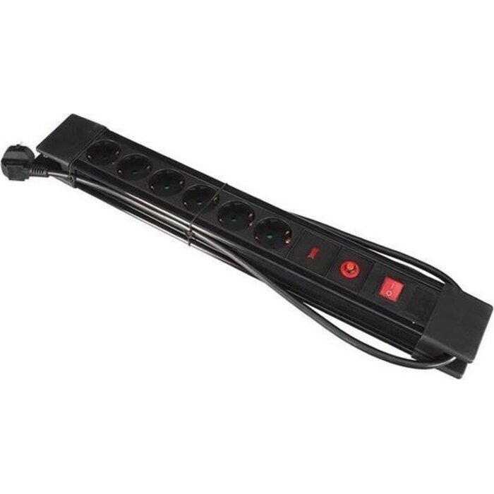 Perel Perel Stekkerdoos Zwart 6 Stopcontacten 3500w