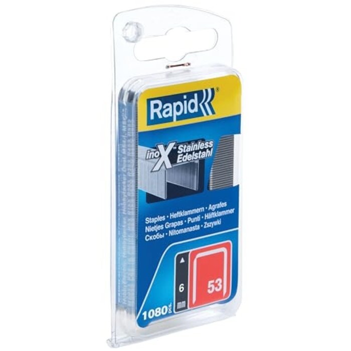 Rapid Agrafes Rapid n° 53 à fil fin en acier inoxydable 6 mm
