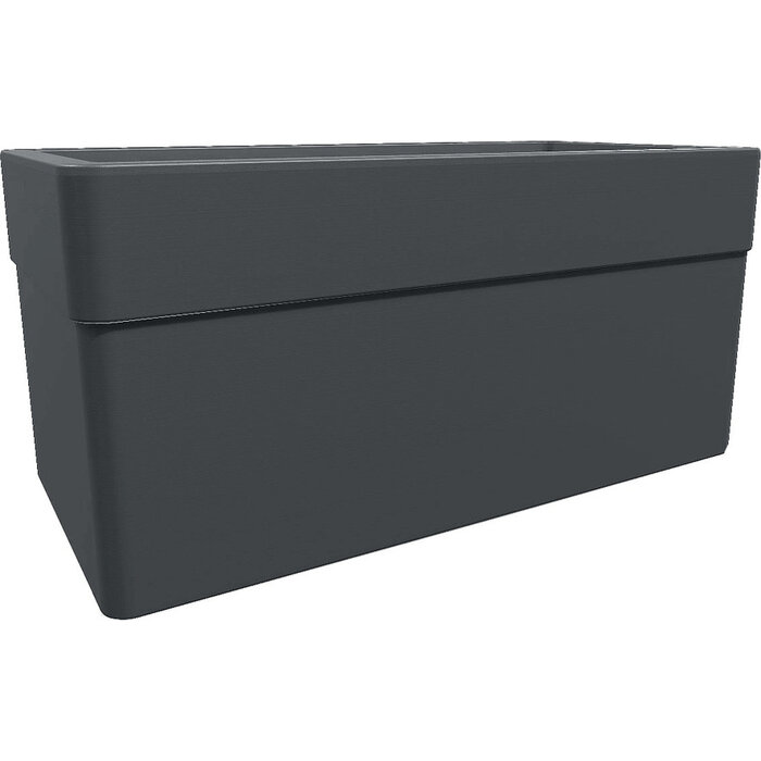 EDA Jardinière rectangulaire Carel 80 cm avec roues - 63 L - Double paroi - Noir mat