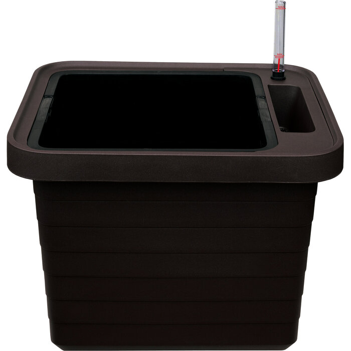 Plastia Berberis Uno Boîte à fleurs auto-arrosante - Chocolat - 18 L Substrat - 9 L Réservoir d'eau