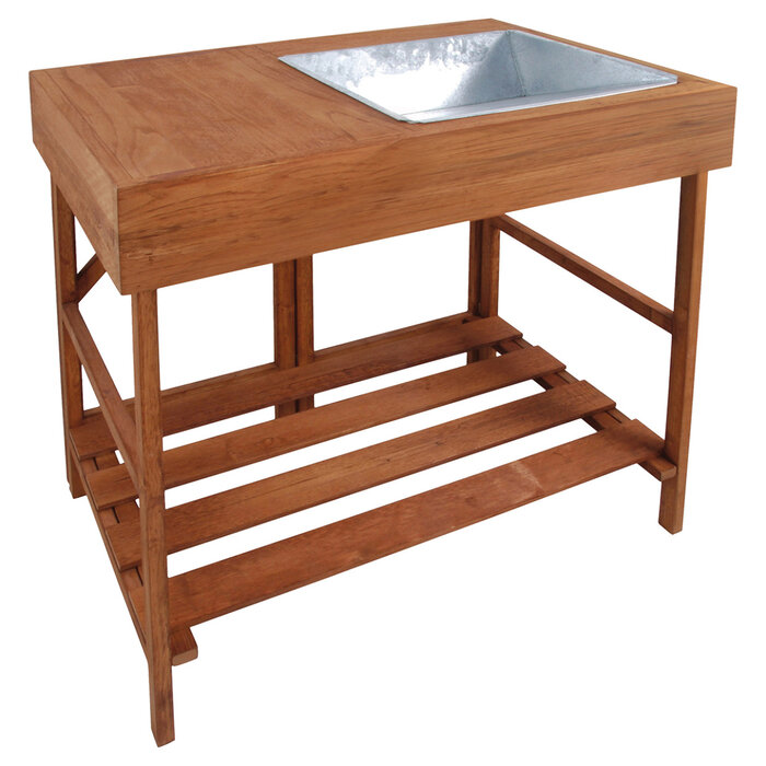 Esschert Design Esschert Design Tontisch Hartholz mit Zinkwanne
