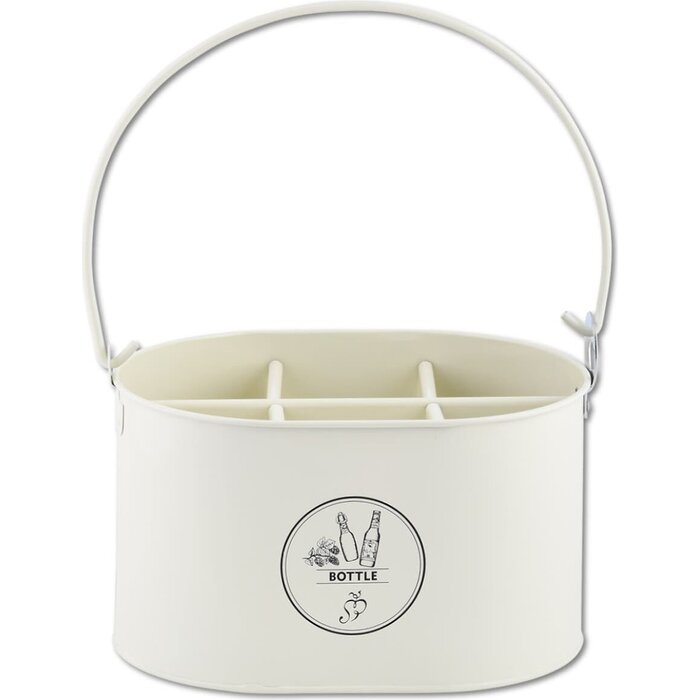 Esschert Design Casier à bouteilles avec décapsuleur - Blanc crème - pour 6 bouteilles