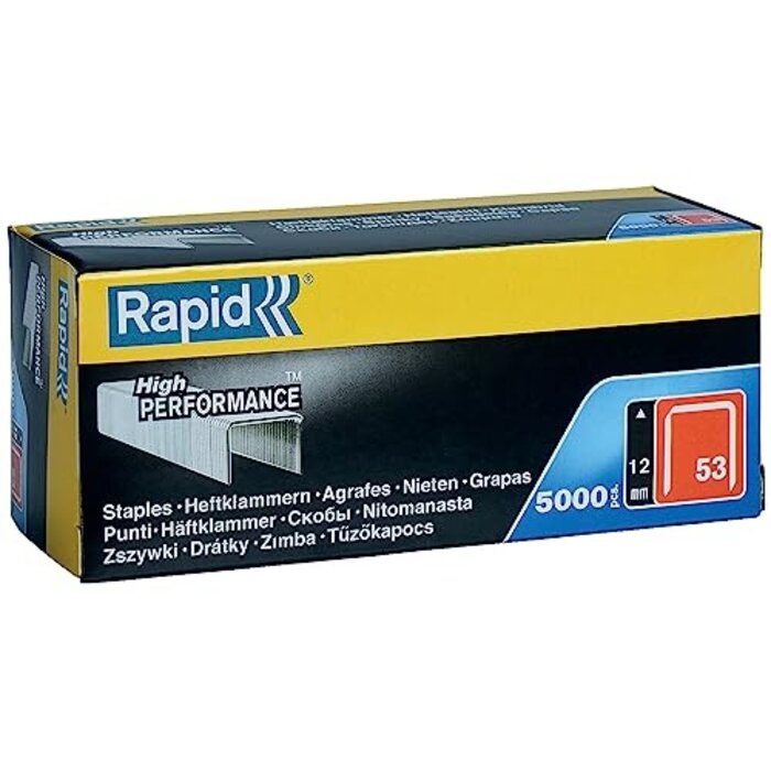 Rapid Agrafes RAPID 53/12 mm galvanisées 5.000 pcs. Boîte
