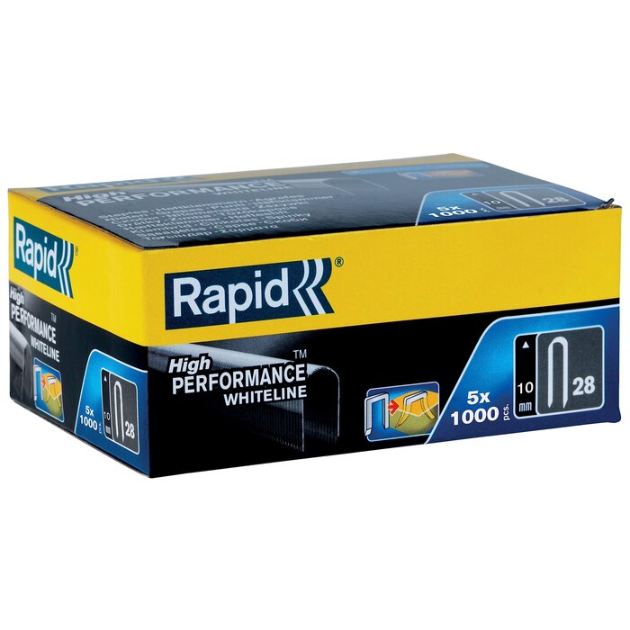 Rapid Rapid Cable Staples 28/10 mm DP (blanc) 5 x 1 000 pcs. Boîte