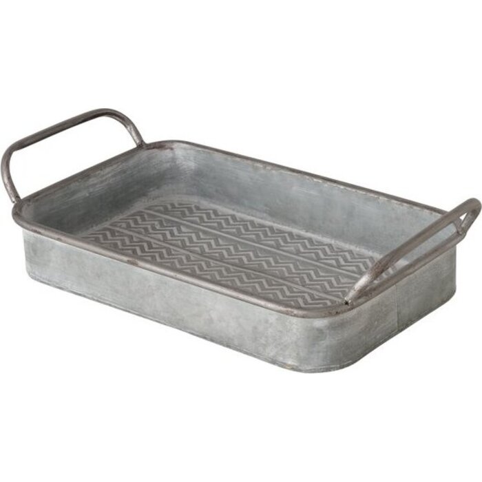 Gunda - Zinktablett mit Wellenmotiv und Griffen - 38 x 22 cm