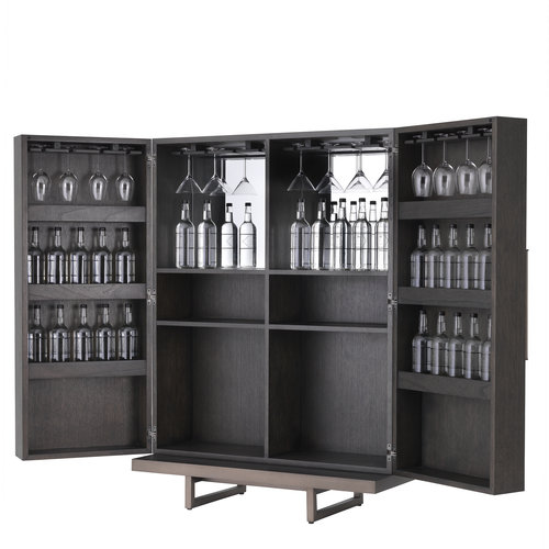 Eichholtz Wine Cabinet Harrison mocha straight oak ven med bronze