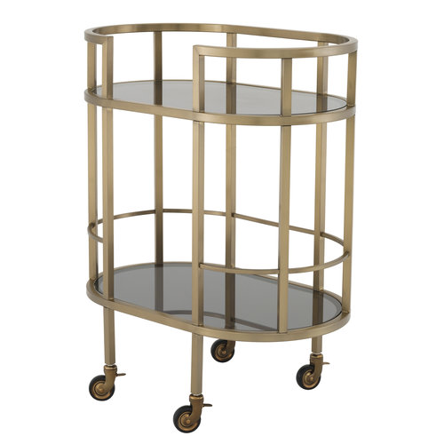 Eichholtz Trolley Townhouse brushed brass finish smoke glass