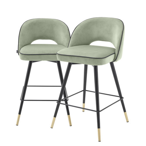 Eichholtz Counter Stool Cliff savona pistache green velv S/2