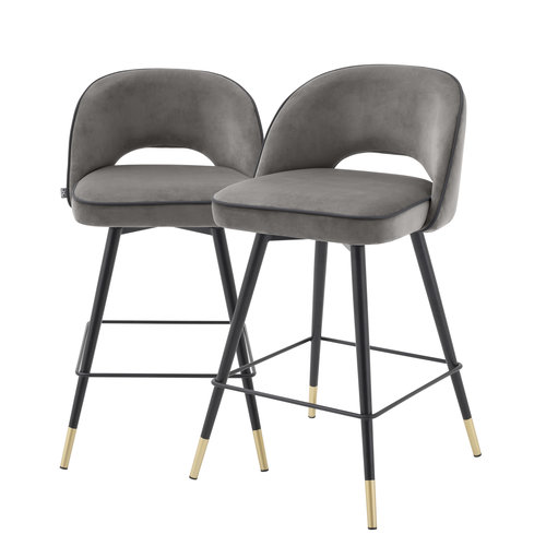 Eichholtz Counter Stool Cliff savona grey velvet set of 2