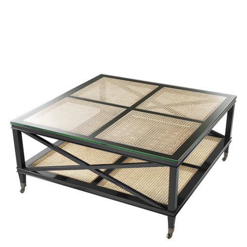 Eichholtz Coffee Table Bahamas black finish natural cane