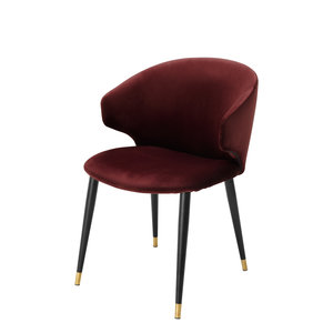 Eichholtz Dining Chair Volante w/arm roche bordeaux velvet