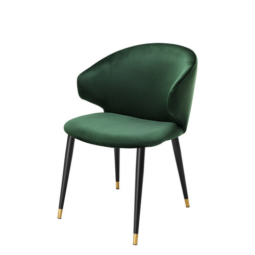 Eichholtz Dining Chair Volante w/arm roche dark green velvet