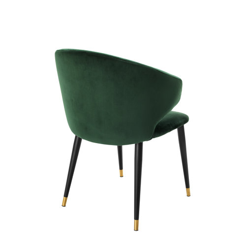 Eichholtz Dining Chair Volante w/arm roche dark green velvet