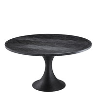 Dining Table Melchior round charcoal oak veneer