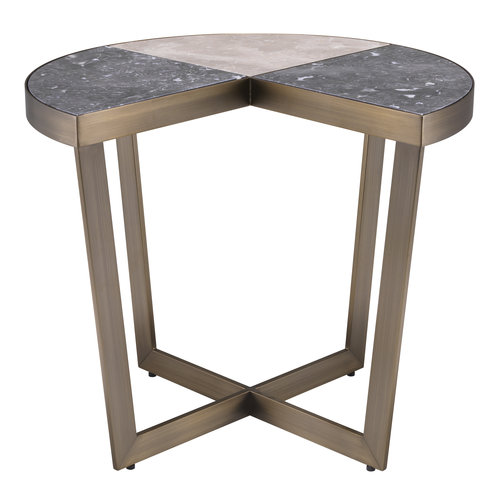 Eichholtz Side Table Turino brushed brass finish grey marble